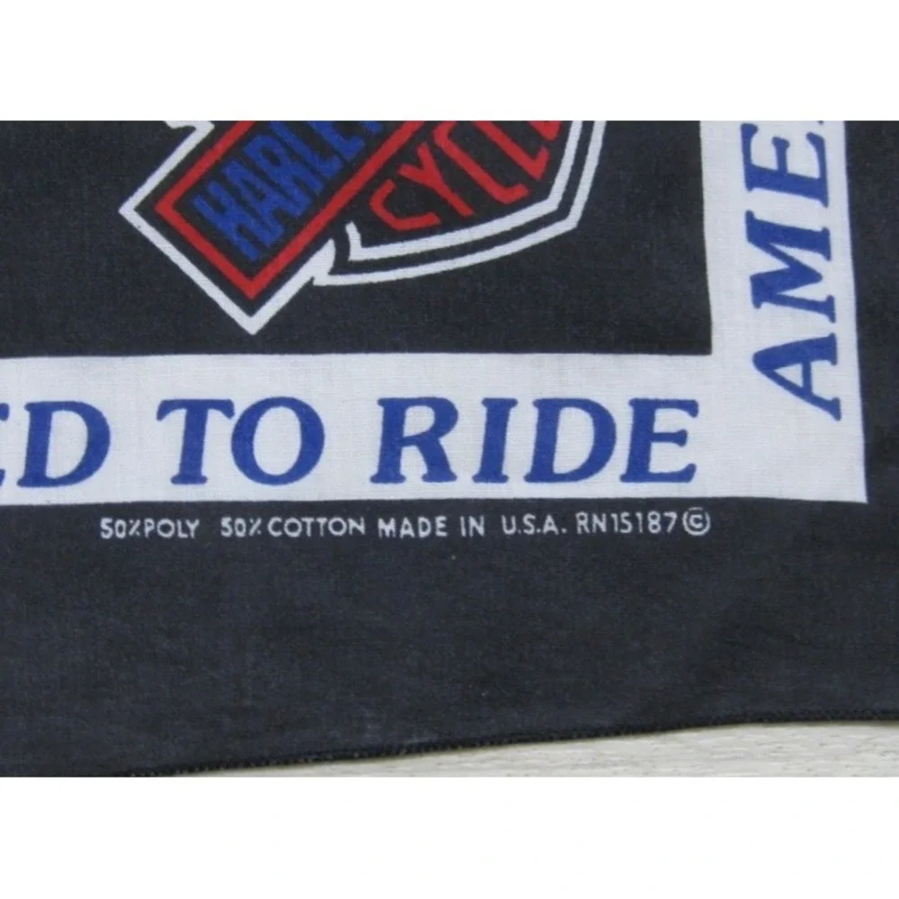 Vintage Harley-Davidson Bandana American Made License to Ride USA Motorcycles